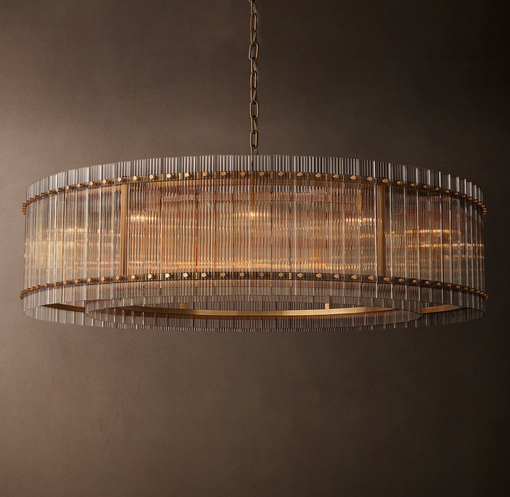 Sculptural San Marco Glass Round Chandelier – 60" Antiqued Brass — view 5