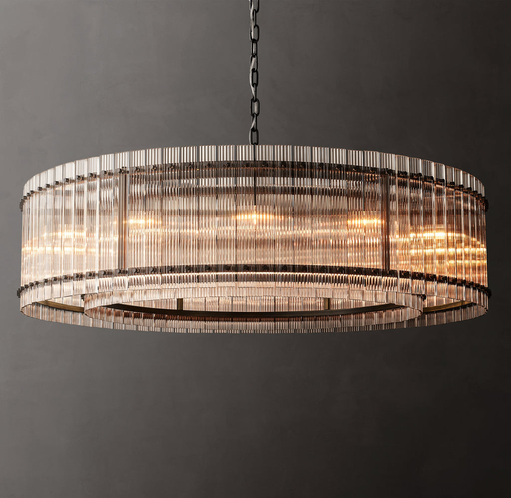 Sculptural San Marco Glass Round Chandelier – 60" Bronze — view 1