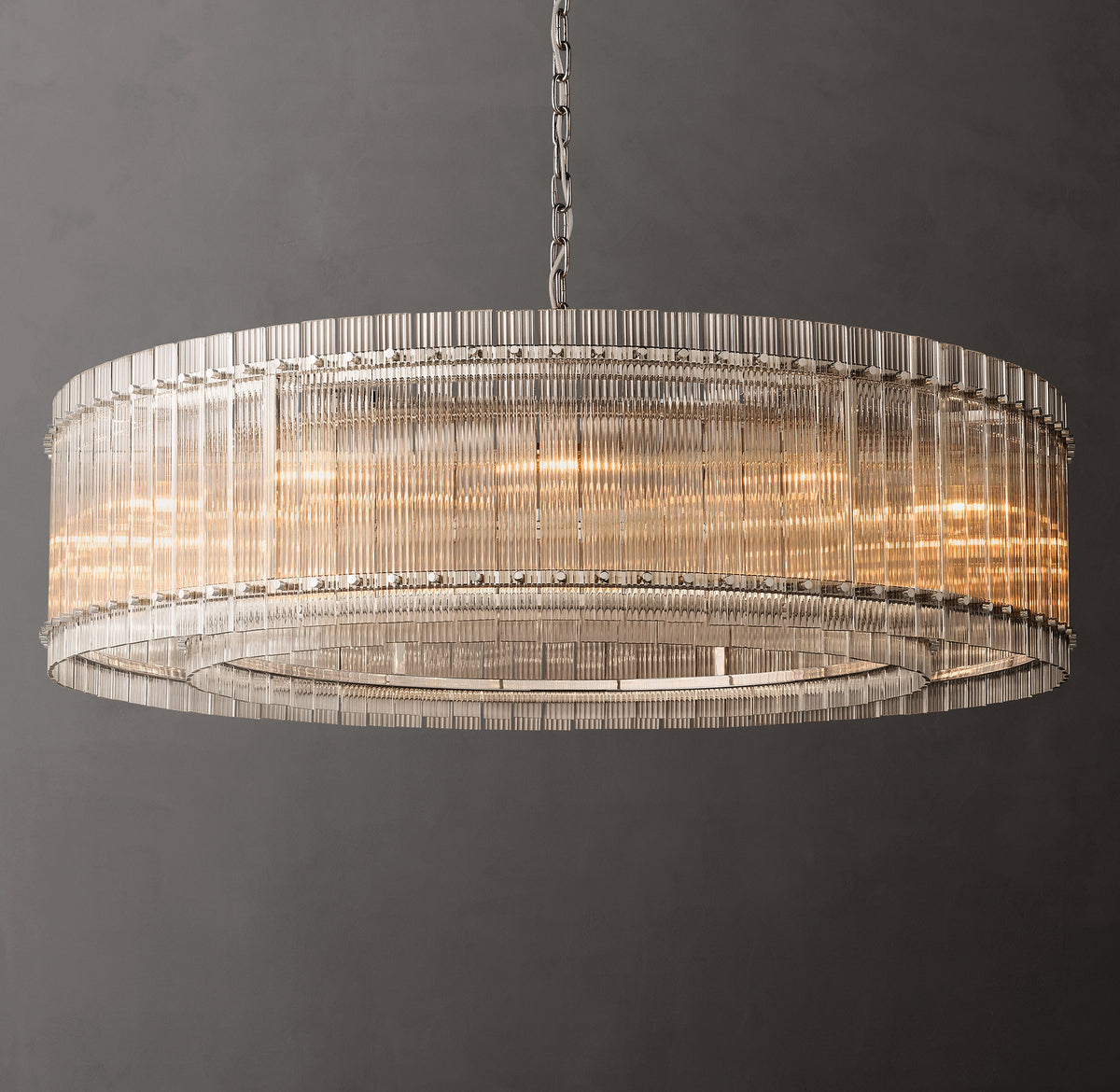 Sculptural San Marco Glass Round Chandelier – 60" Polished Nickel — view 1