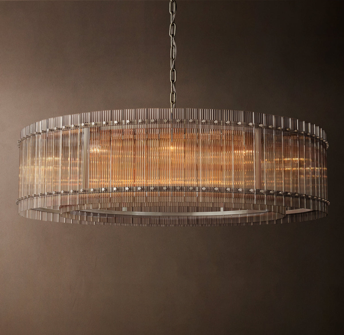 Sculptural San Marco Glass Round Chandelier – 60" Polished Nickel — view 2