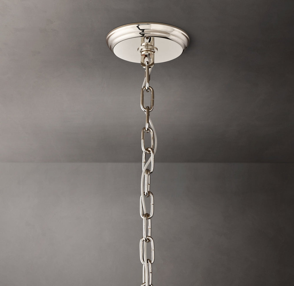 Sculptural San Marco Glass Round Chandelier – 60" Polished Nickel — view 3