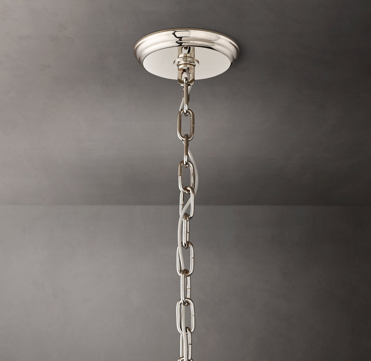 Sculptural San Marco Glass Round Chandelier – 60" Polished Nickel — view 3