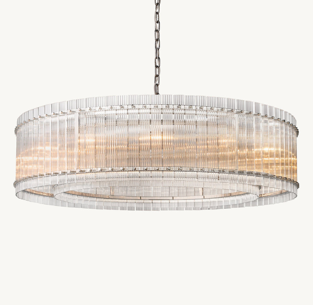 Sculptural San Marco Glass Round Chandelier – 60" Polished Nickel — view 4