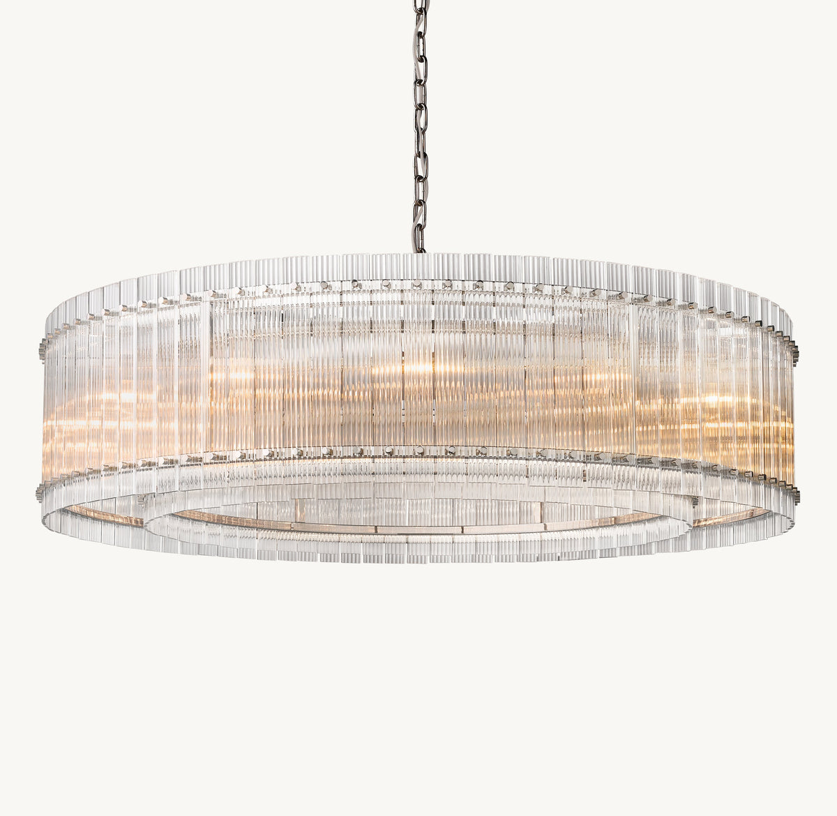 Sculptural San Marco Glass Round Chandelier – 60" Polished Nickel — view 4