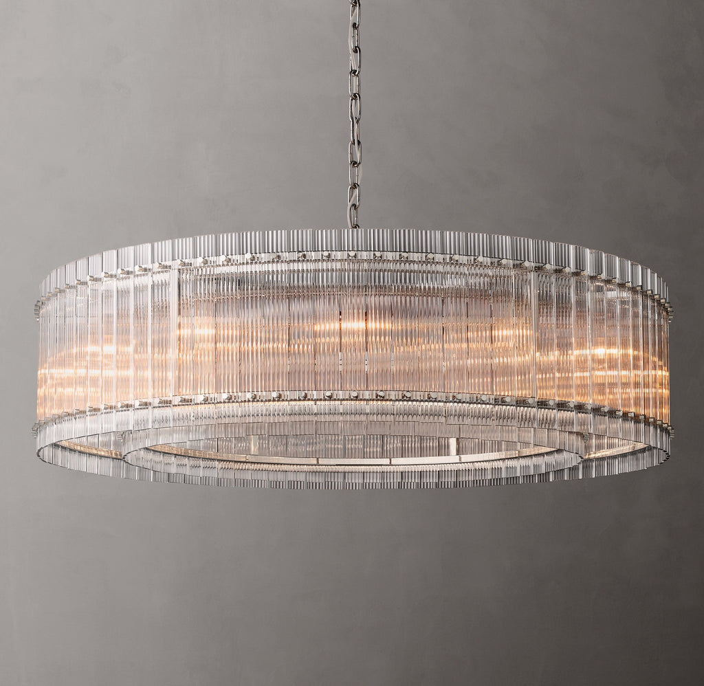 Sculptural San Marco Glass Round Chandelier – 60" Polished Nickel — view 5