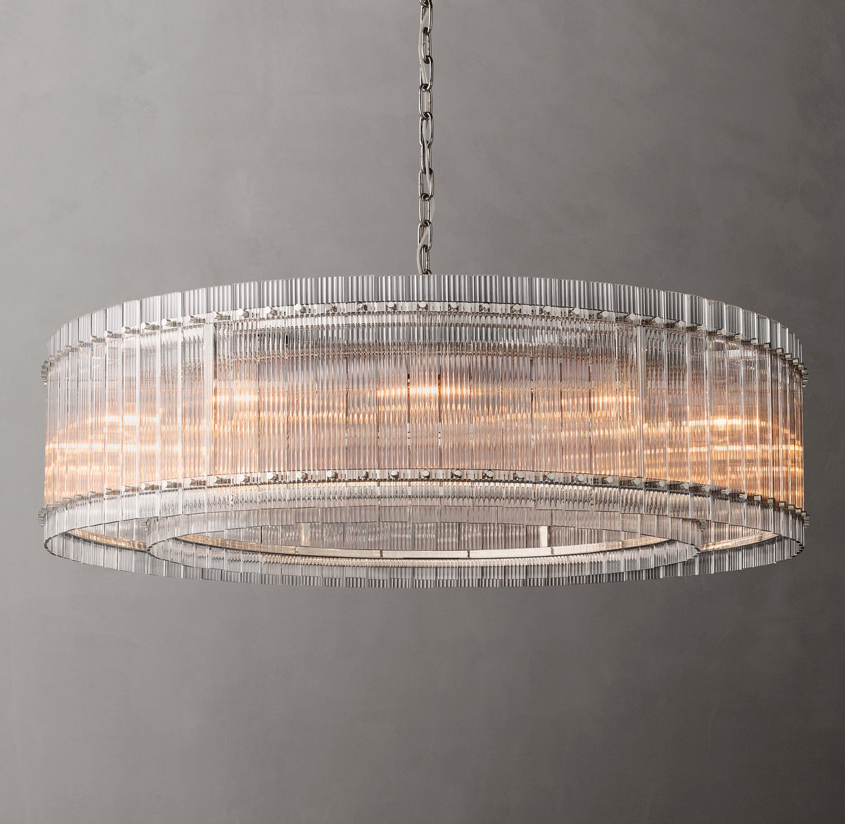 Sculptural San Marco Glass Round Chandelier – 60" Polished Nickel — view 5