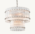 Sculptural San Marco Glass Two-Tier Round Chandelier – 22" Polished Nickel — view 1