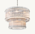 Sculptural San Marco Glass Two-Tier Round Chandelier – 37" Polished Nickel — view 1