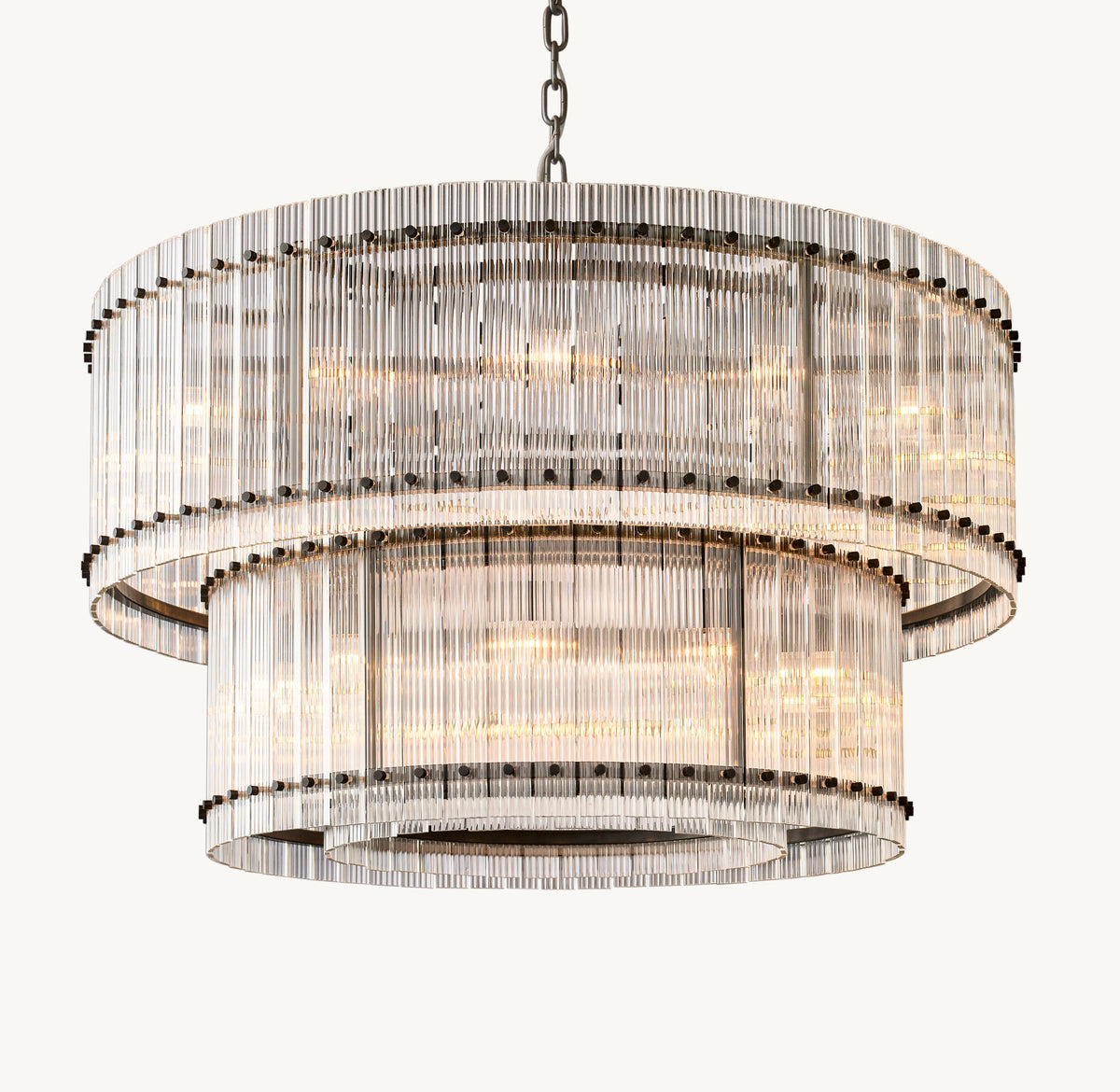 Sculptural San Marco Glass Two-Tier Round Chandelier – 48" Bronze — view 2