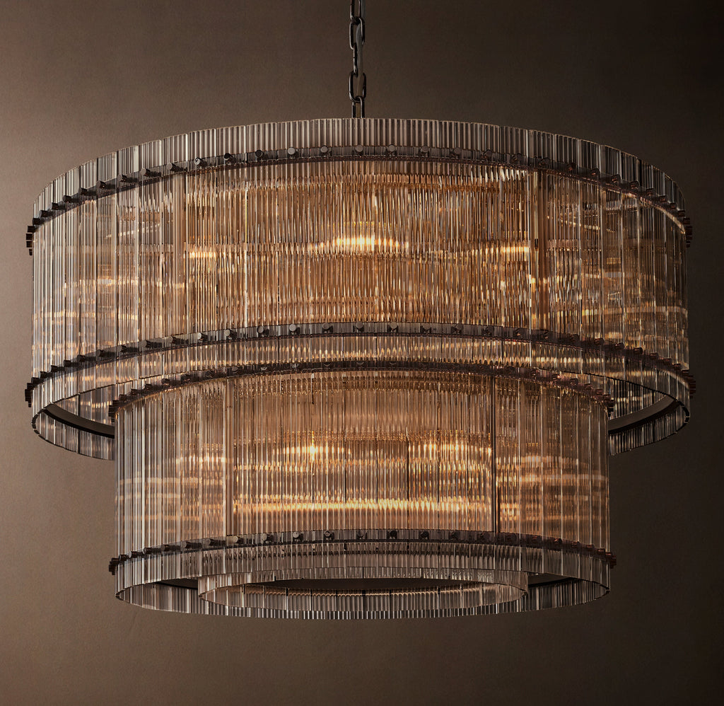 Sculptural San Marco Glass Two-Tier Round Chandelier – 48" Bronze — view 3