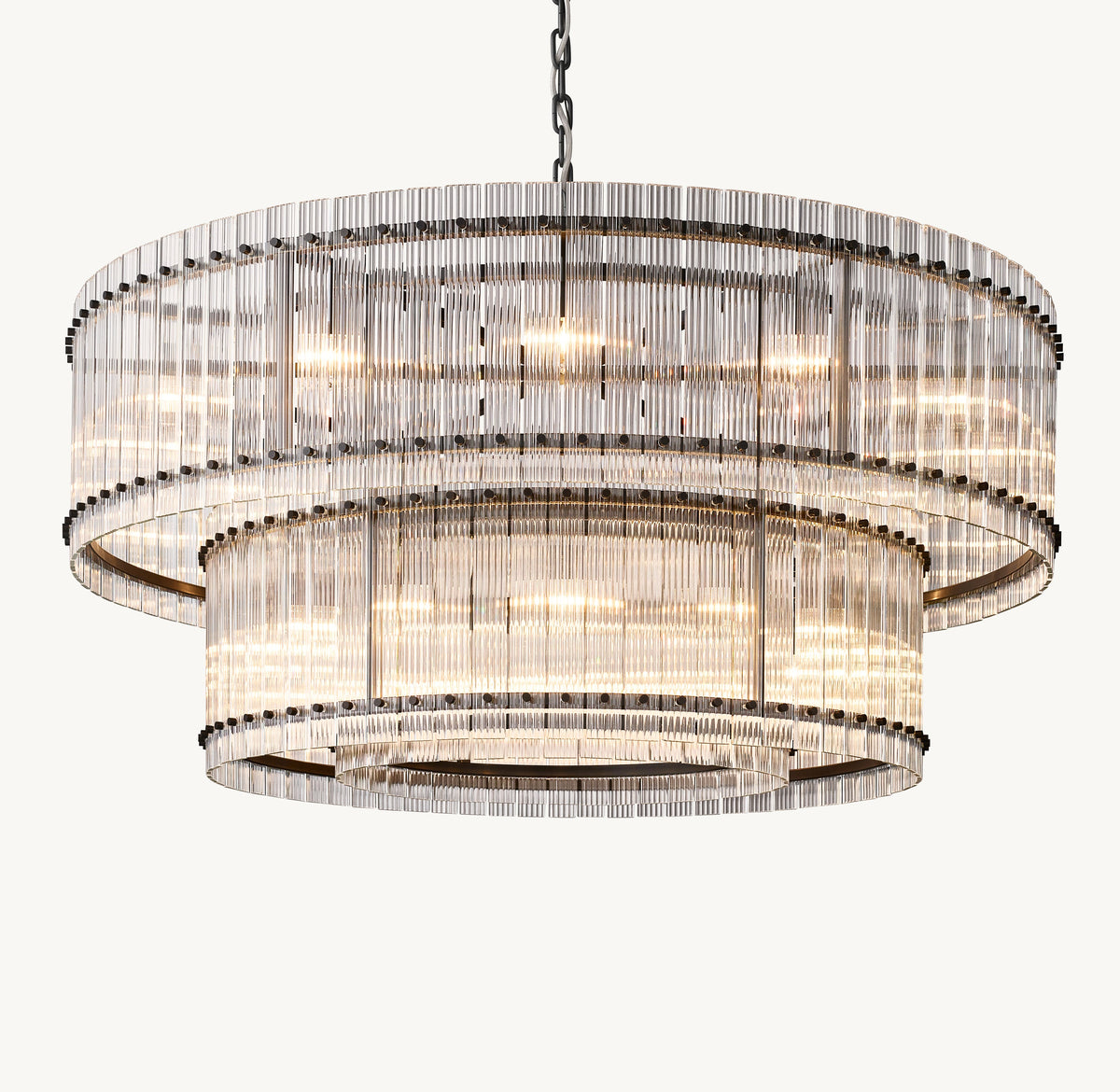 Sculptural San Marco Glass Two-Tier Round Chandelier – 60" Bronze — view 2