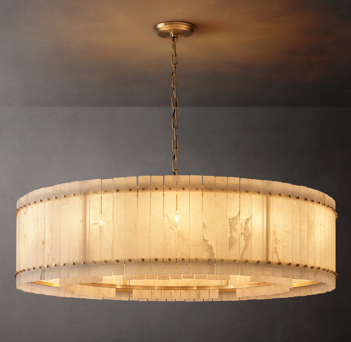 Sculptural San Marco Alabaster Round Chandelier — view 1