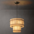 Sculptural San Marco Alabaster Two-Tier Round Chandelier – 22" Bronze — view 1