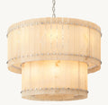 Sculptural San Marco Alabaster Two-Tier Round Chandelier – 37" Polished Nickel — view 1