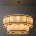 Sculptural San Marco Alabaster Two-Tier Round Chandelier – 60" Bronze — view 1