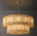 Sculptural San Marco Alabaster Two-Tier Round Chandelier – 60" Polished Nickel — view 1