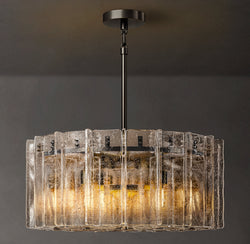 Signature Lattice Clear Glass Round Chandelier – 37"