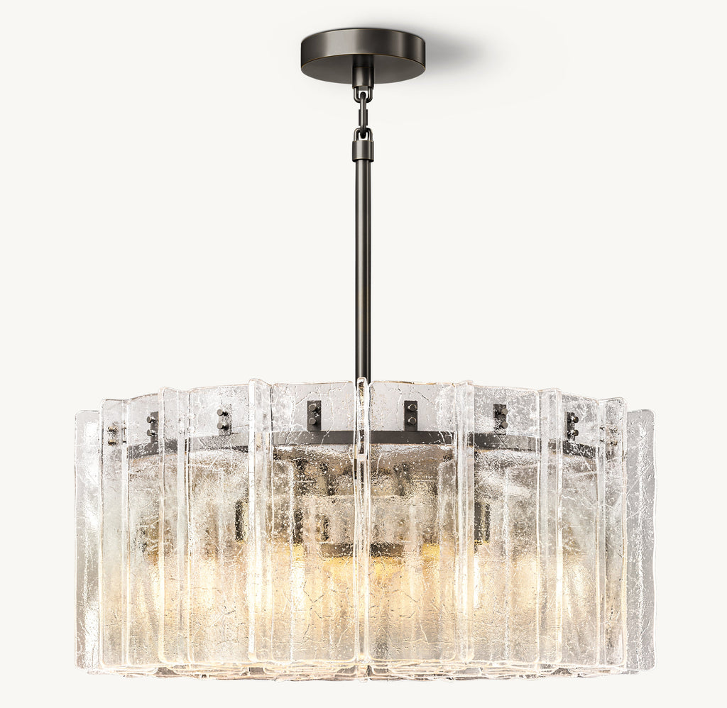 Signature Lattice Clear Glass Round Chandelier – 37" — view 2
