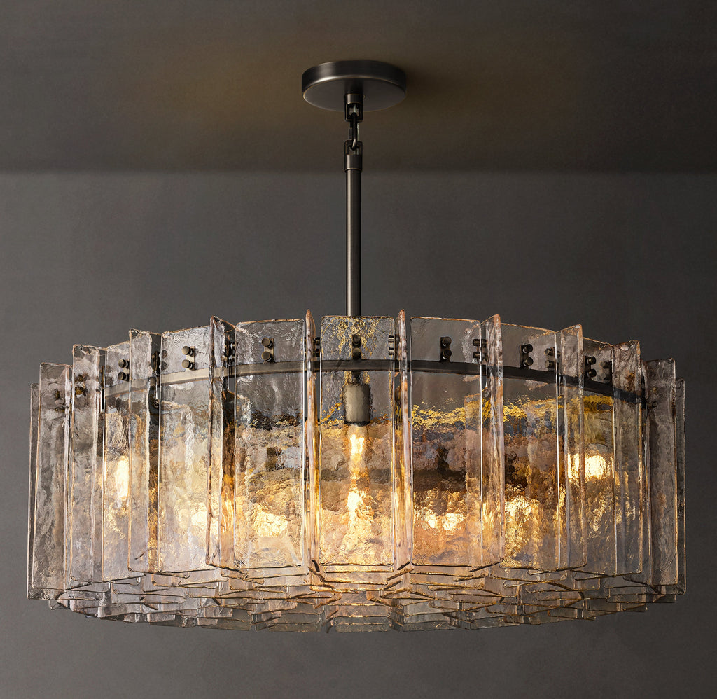 Signature Lattice Clear Glass Round Chandelier – 48" — view 1