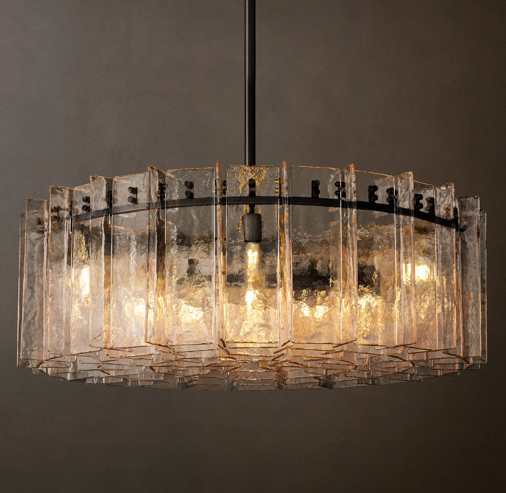 Signature Lattice Clear Glass Round Chandelier – 48" — view 4