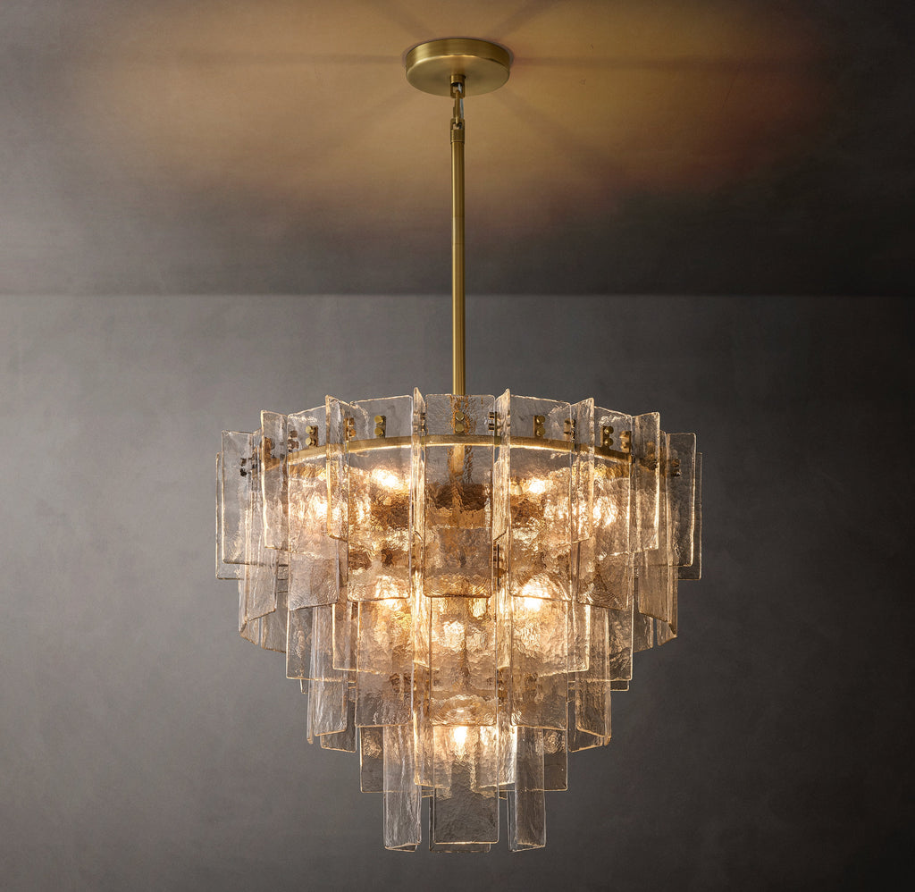 Signature Lattice Clear Glass Tiered Round Chandelier – 36" — view 1