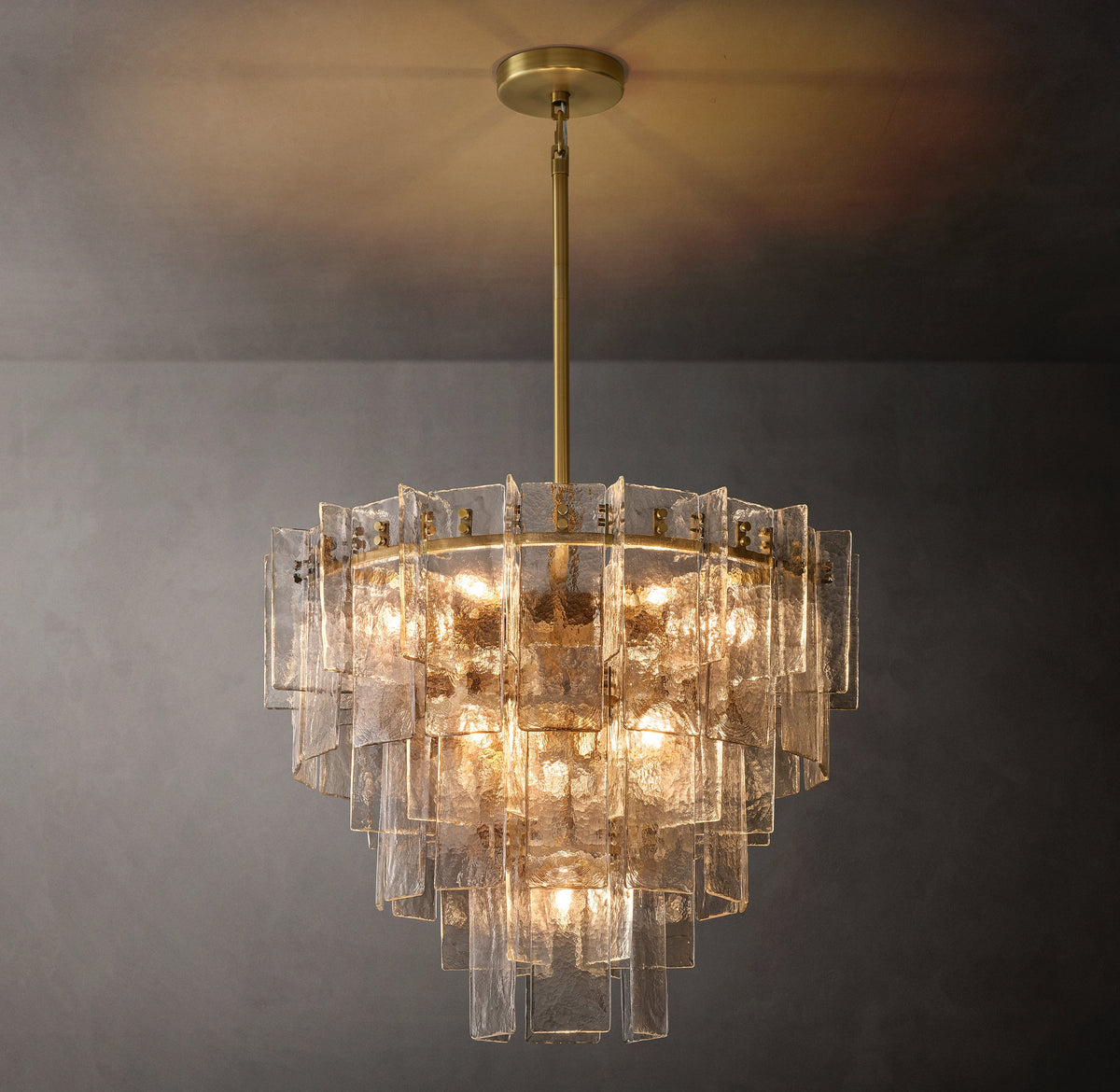 Signature Lattice Clear Glass Tiered Round Chandelier – 36" — view 1