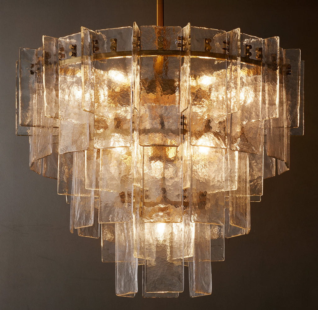Signature Lattice Clear Glass Tiered Round Chandelier – 36" — view 3