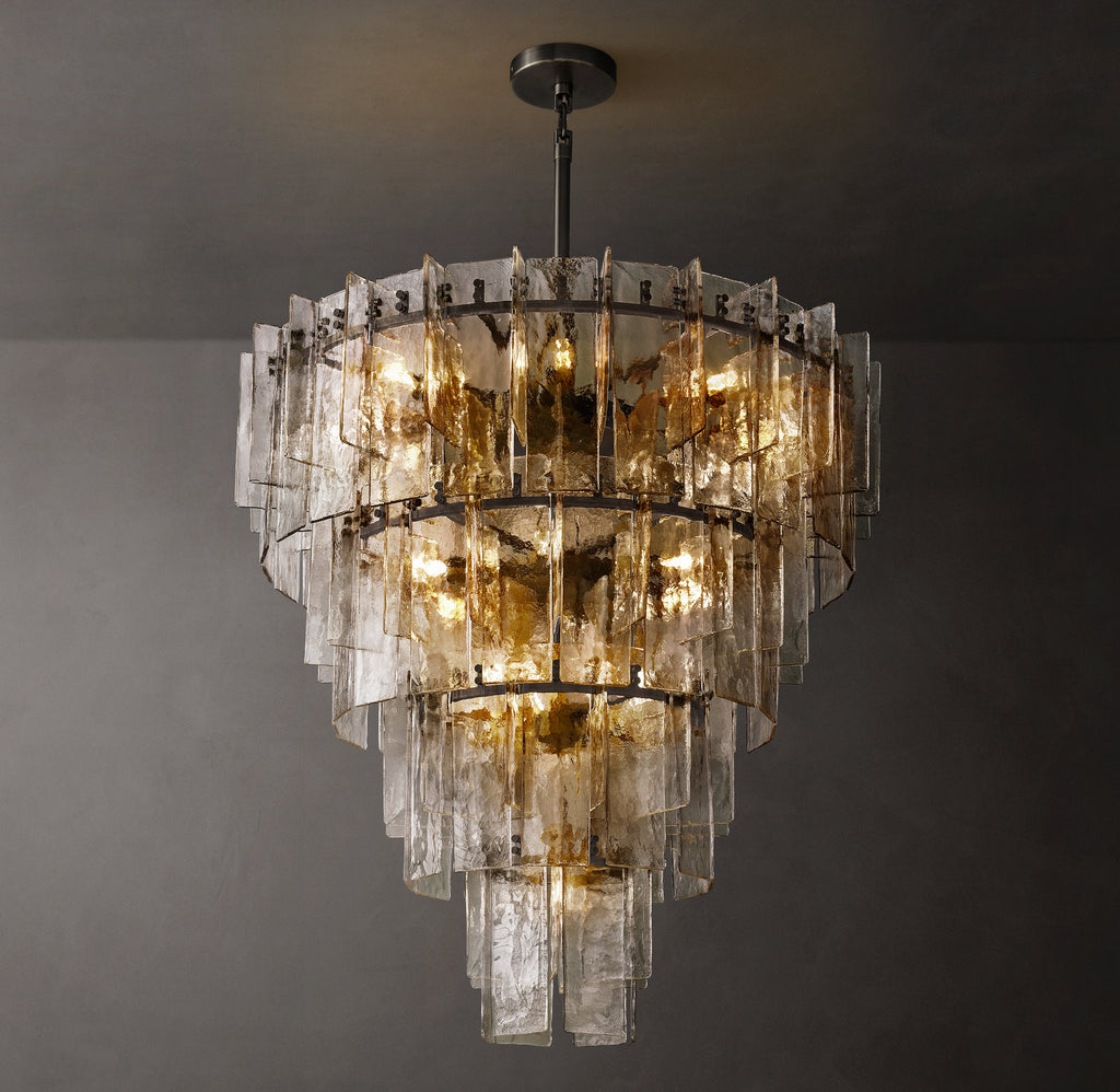 Signature Lattice Clear Glass Tiered Round Chandelier – 47" — view 1