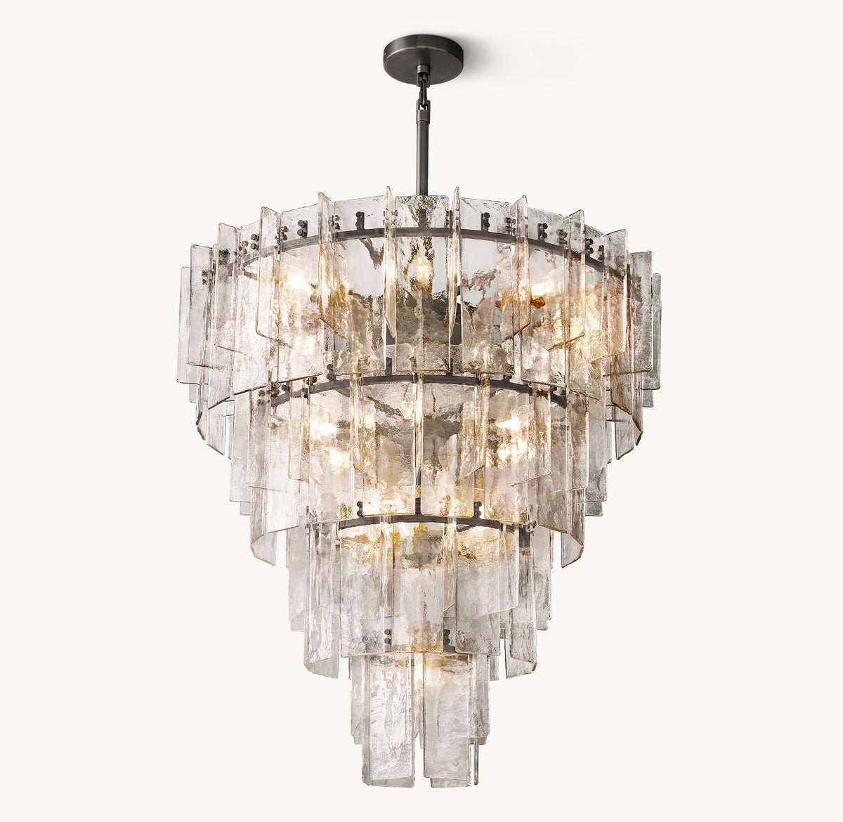 Signature Lattice Clear Glass Tiered Round Chandelier – 47" — view 2