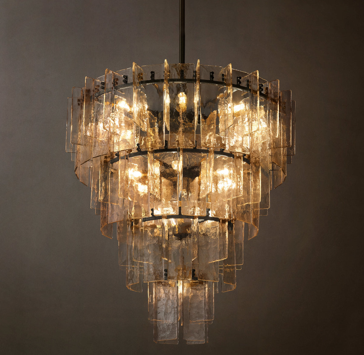 Signature Lattice Clear Glass Tiered Round Chandelier – 47" — view 4
