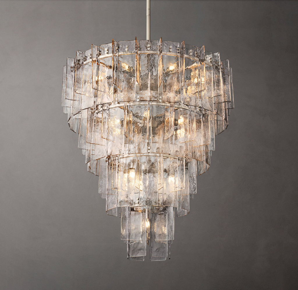Signature Lattice Clear Glass Tiered Round Chandelier – 47" — view 1
