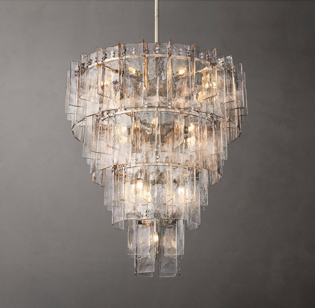 Signature Lattice Clear Glass Tiered Round Chandelier – 47" — view 1