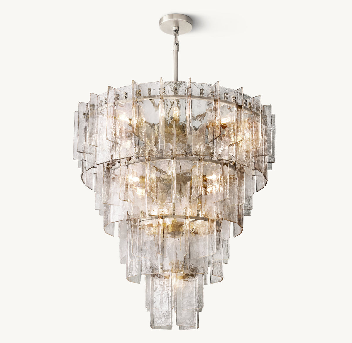 Signature Lattice Clear Glass Tiered Round Chandelier – 47" — view 2