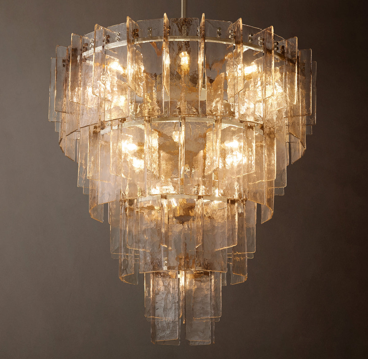 Signature Lattice Clear Glass Tiered Round Chandelier – 47" — view 4
