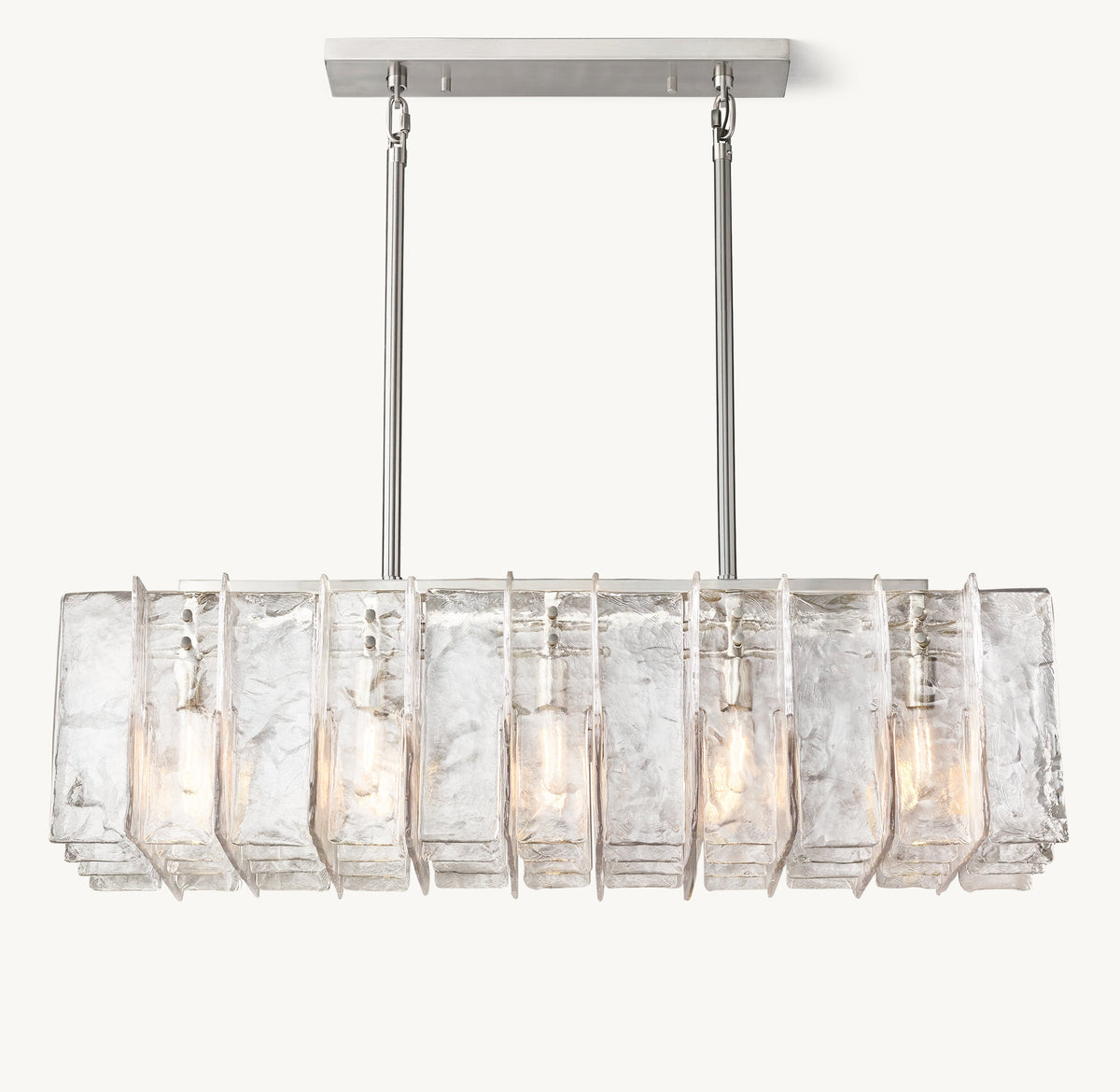 Signature Lattice Clear Glass Rectangular Chandelier – 49" — view 2