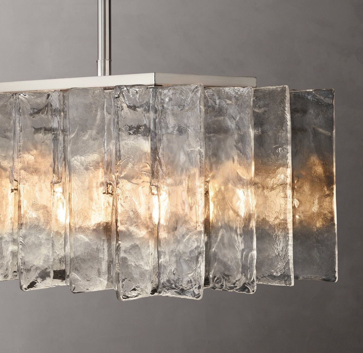 Signature Lattice Clear Glass Rectangular Chandelier – 49" — view 3