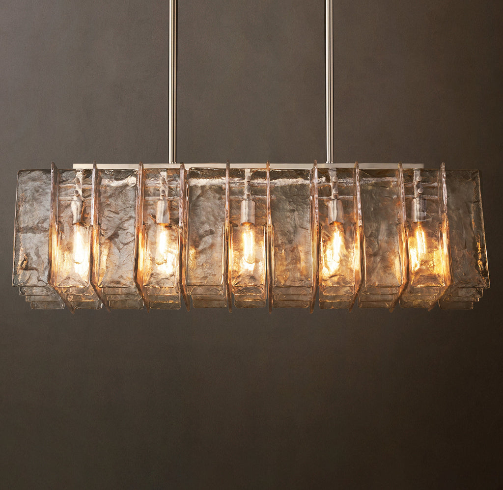Signature Lattice Clear Glass Rectangular Chandelier – 49" — view 4