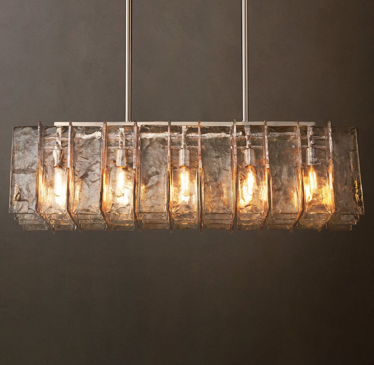 Signature Lattice Clear Glass Rectangular Chandelier – 49" — view 4