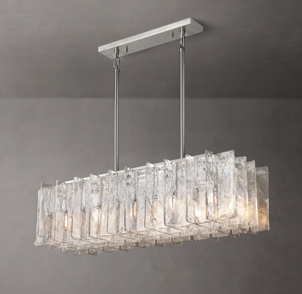 Signature Lattice Clear Glass Rectangular Chandelier – 49" — view 5