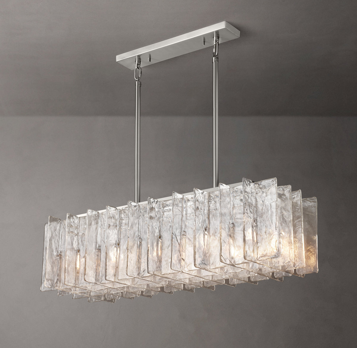Signature Lattice Clear Glass Rectangular Chandelier – 49" — view 5