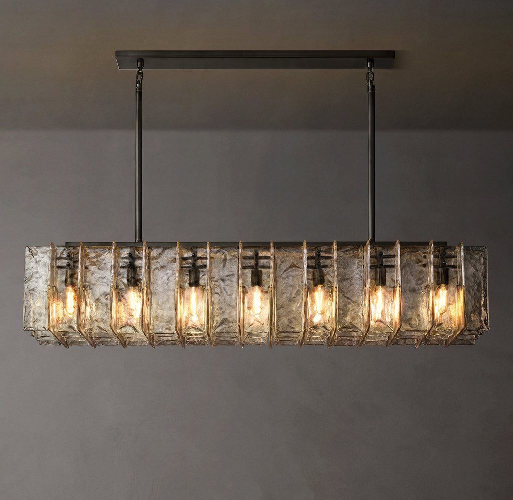 Signature Lattice Clear Glass Rectangular Chandelier – 67" — view 1