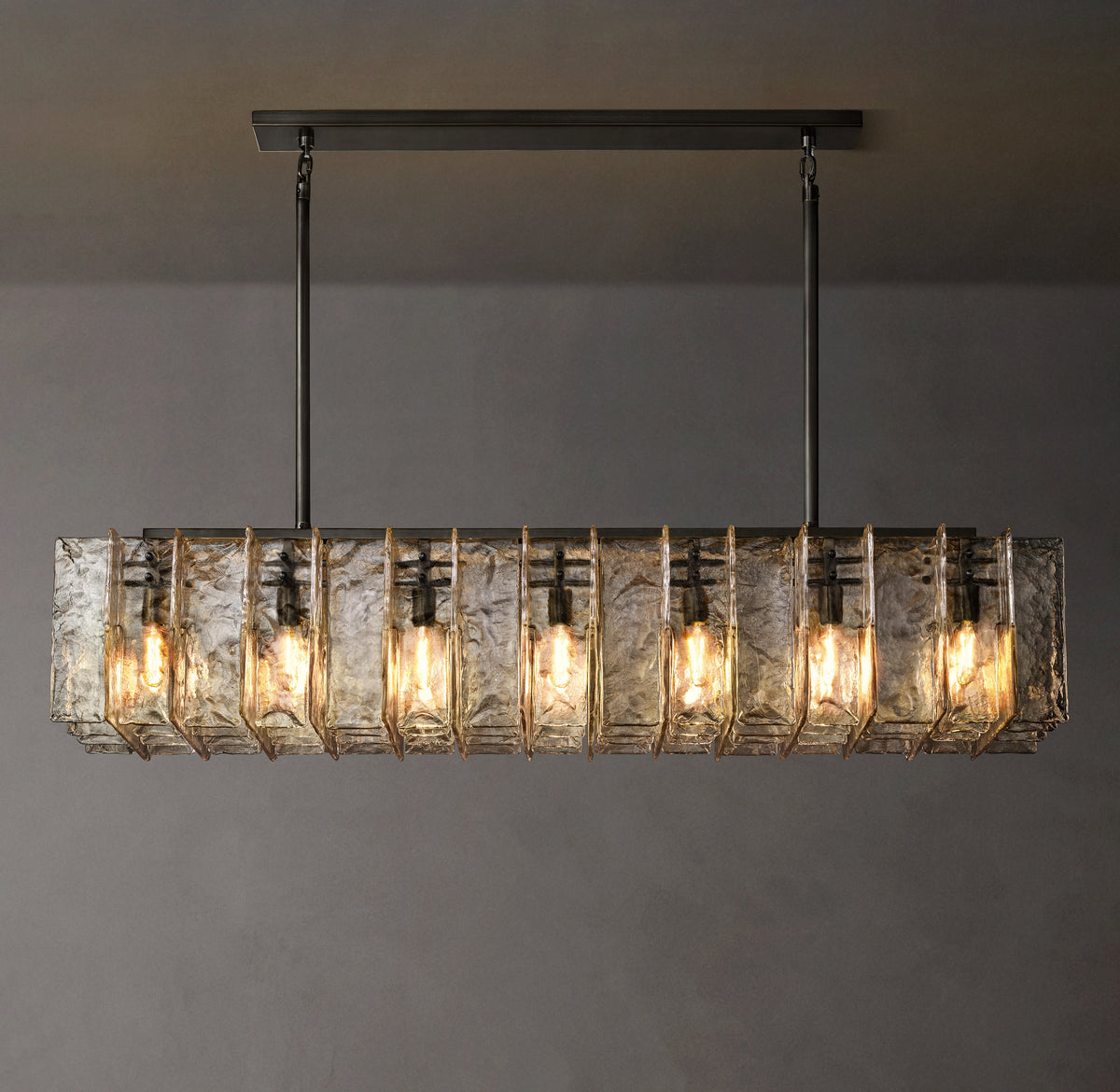 Signature Lattice Clear Glass Rectangular Chandelier – 67" — view 1