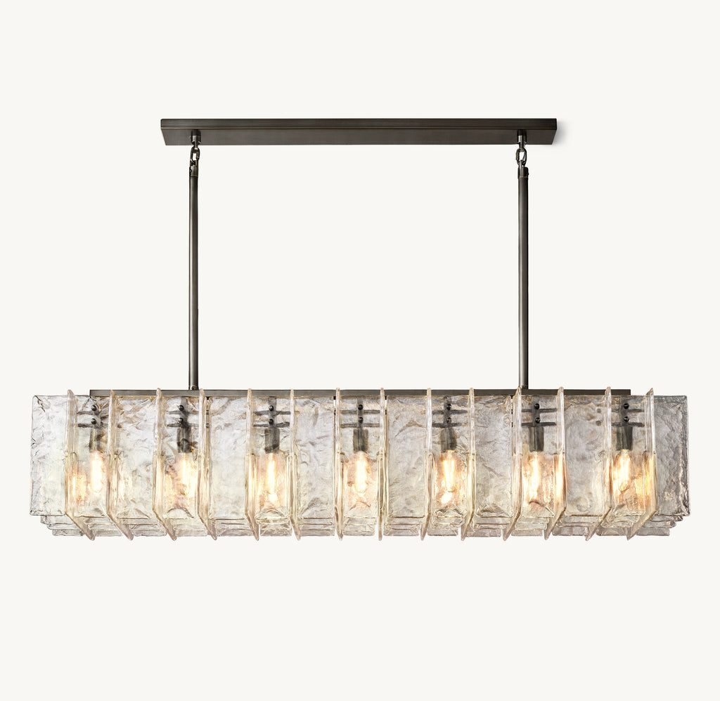 Signature Lattice Clear Glass Rectangular Chandelier – 67" — view 2
