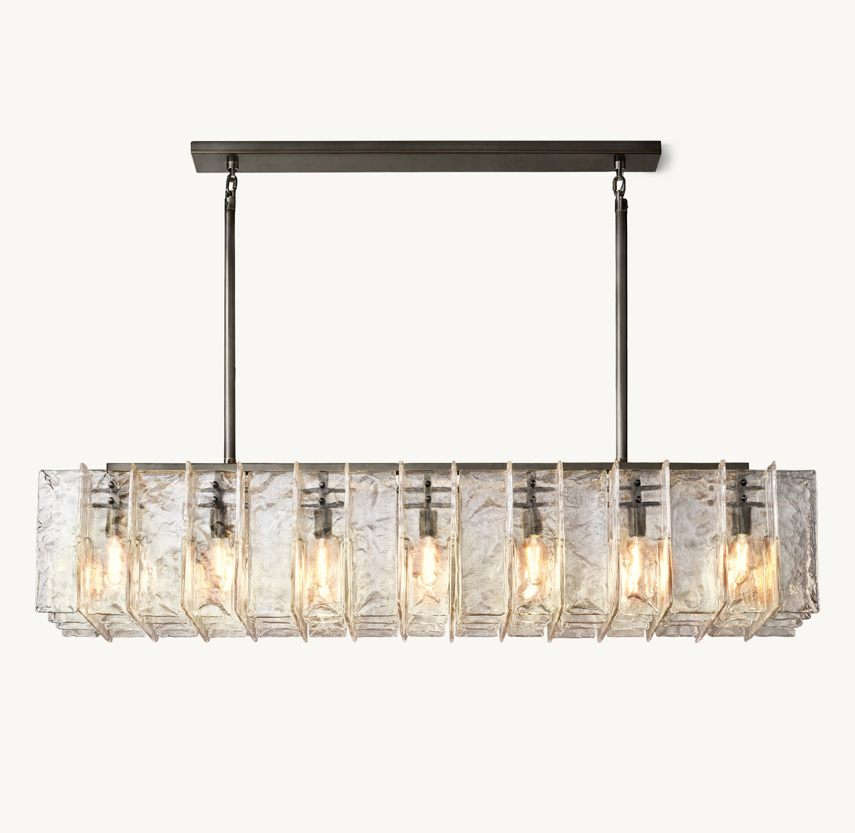 Signature Lattice Clear Glass Rectangular Chandelier – 67" — view 2