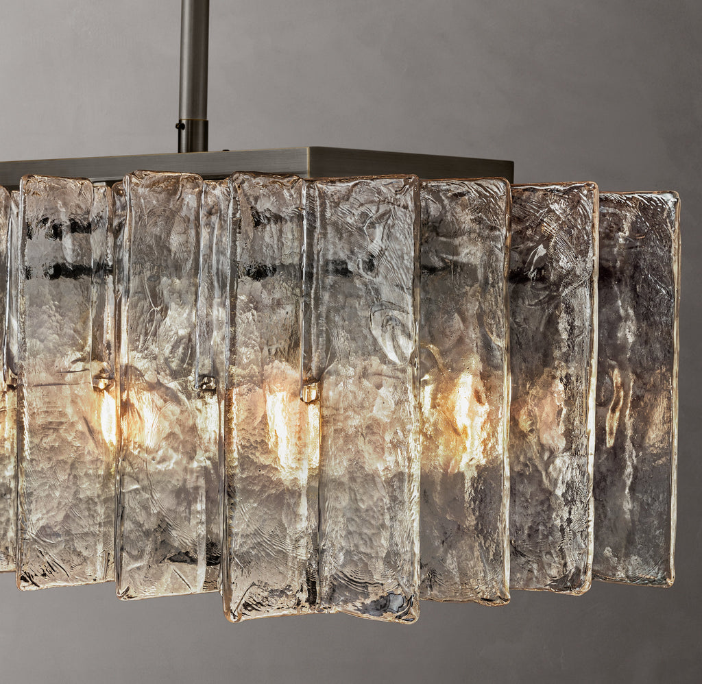 Signature Lattice Clear Glass Rectangular Chandelier – 67" — view 3