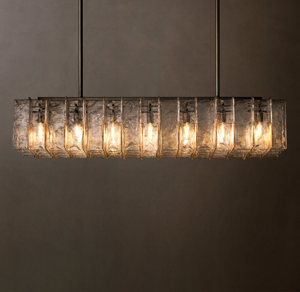 Signature Lattice Clear Glass Rectangular Chandelier – 67" — view 4