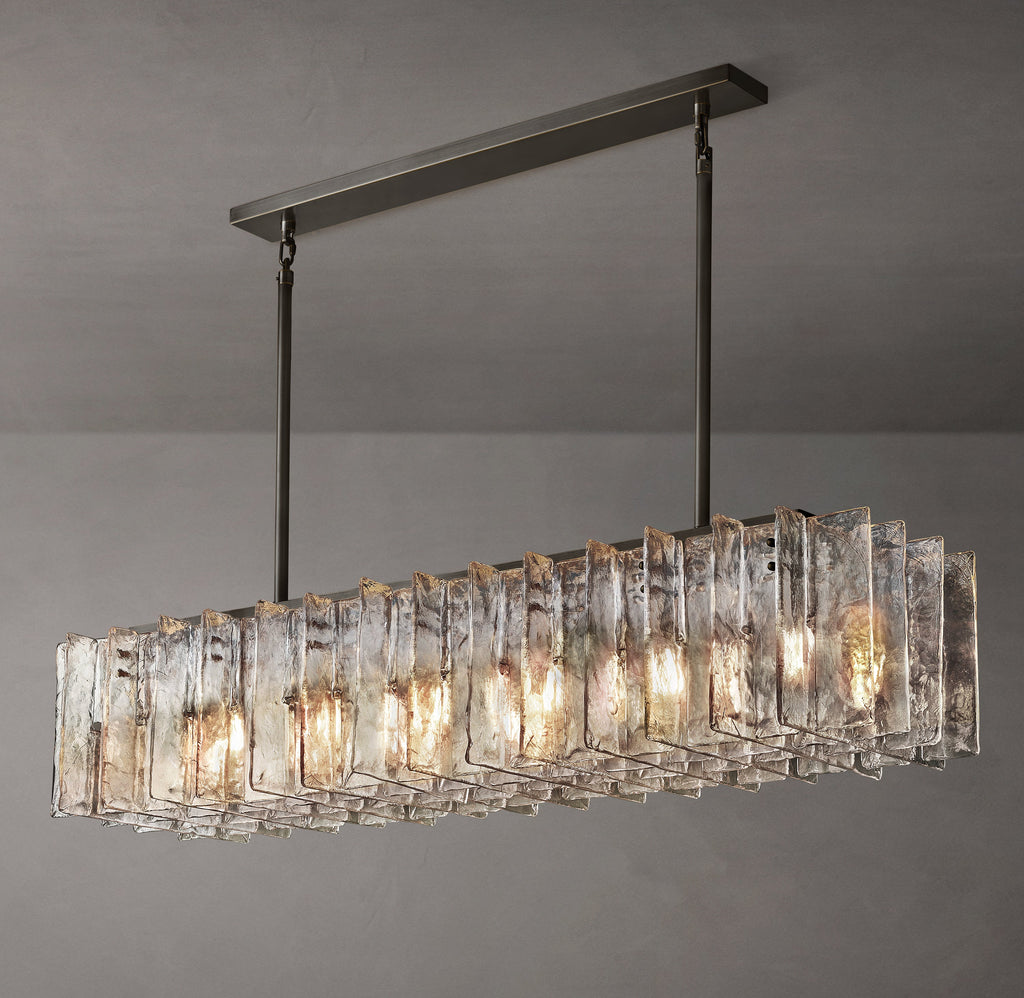 Signature Lattice Clear Glass Rectangular Chandelier – 67" — view 5
