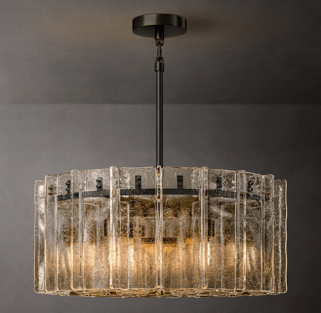Signature Lattice Smoke Glass Round Chandelier – 37" — view 1