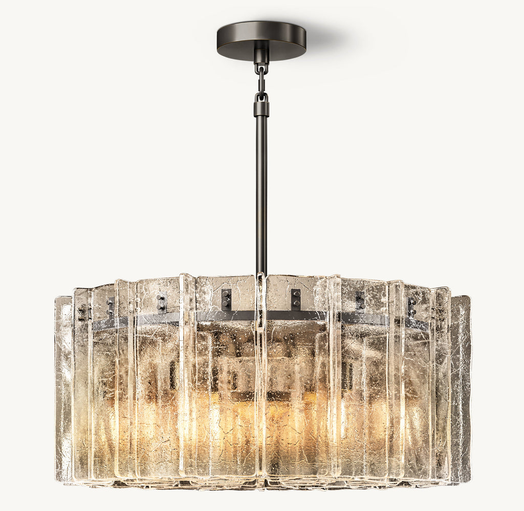 Signature Lattice Smoke Glass Round Chandelier – 37" — view 2