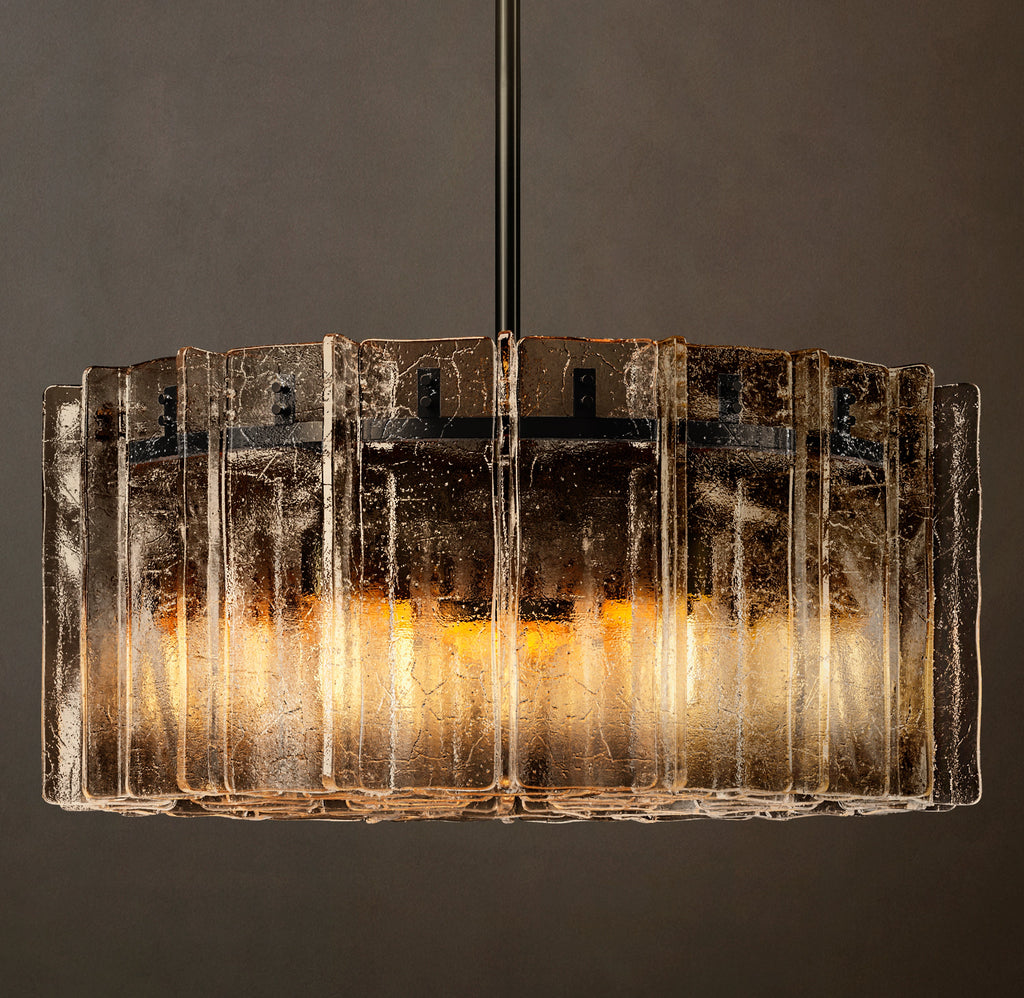 Signature Lattice Smoke Glass Round Chandelier – 37" — view 3